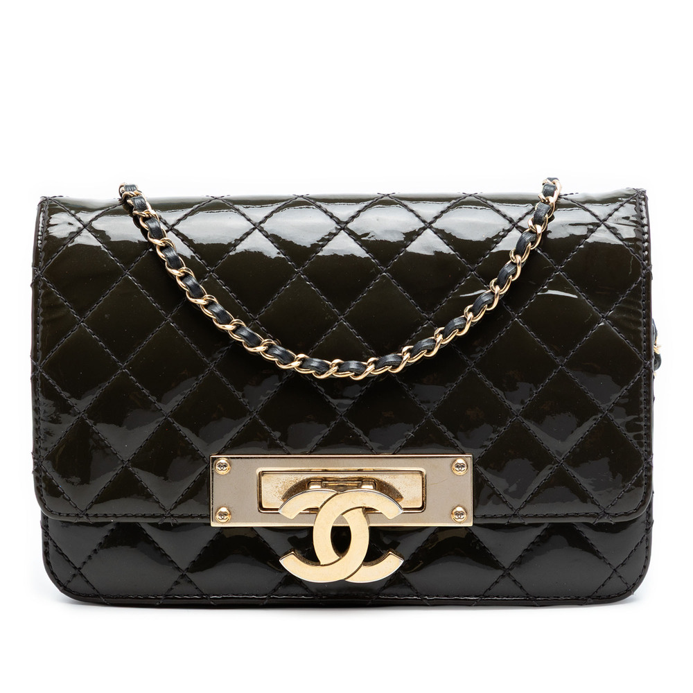 Pre-Loved Chanel Quilted Patent Golden Class Wallet on Chain